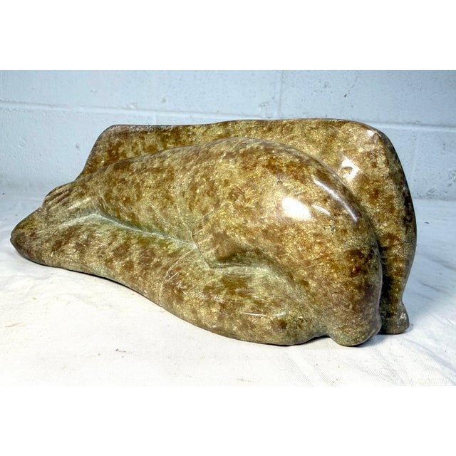 Stone Antique Signed Carved Soapstone Eva Itulu Canadian Seal Eskimo Sculpture Inuit For Sale - Image 7 of 16
