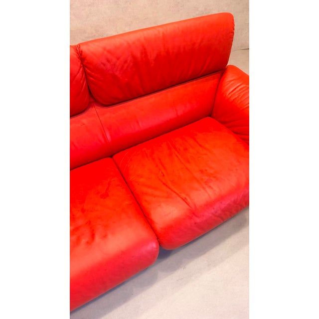 Red Leather DS-2011 Sofa from de Sede, 1980s For Sale - Image 11 of 16