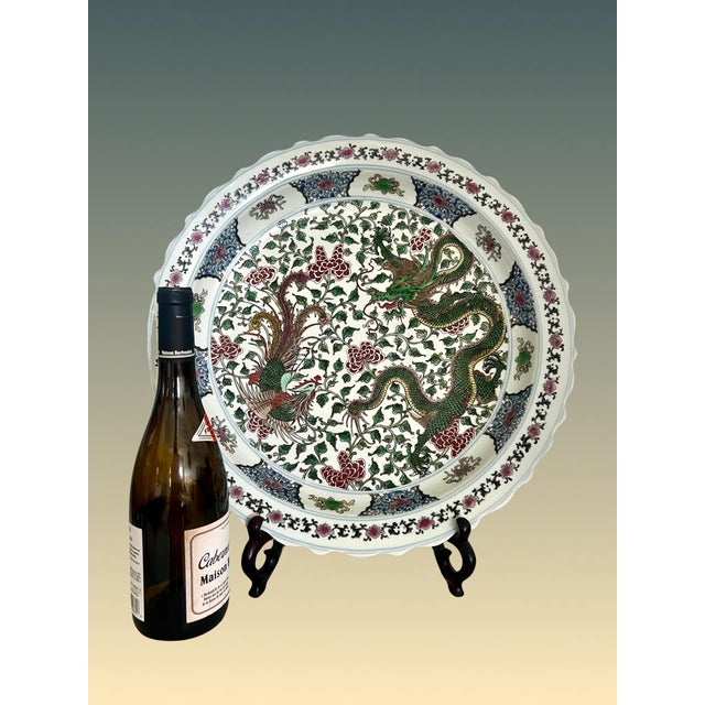 Late 20th Century Large Ornate Folding Chinese Expresso Brown Rosewood Plate, Charger, Display Stand For Sale - Image 5 of 5
