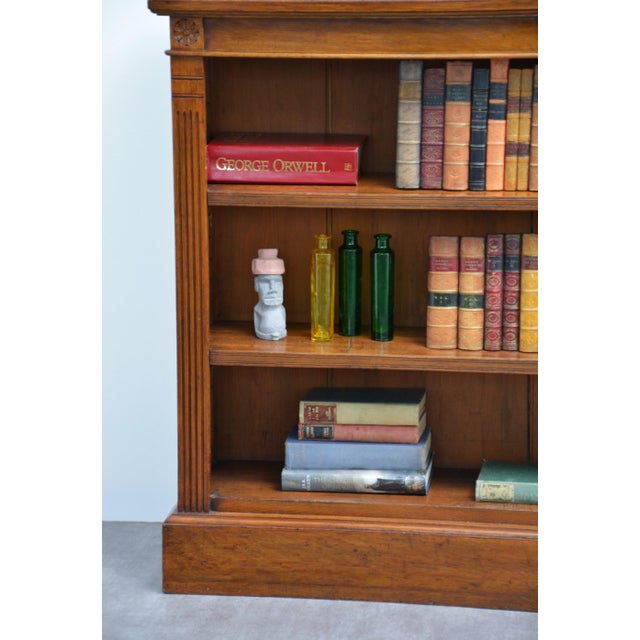 Low English Late Victorian Oak Open Bookcase, 1890 For Sale - Image 11 of 18
