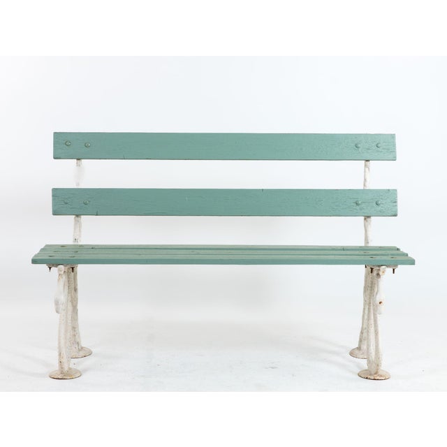 English mid 20th C. white-painted cast iron serpents form the legs and back supports of this garden bench, their arched...