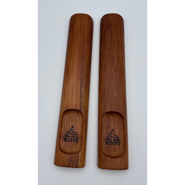 Mid-Century Modern 1950s Mid-Century Modern Danish Dansk Teak Salad Servers Tongs by Jens Quistgaard - 2pcs For Sale - Image 3 of 7