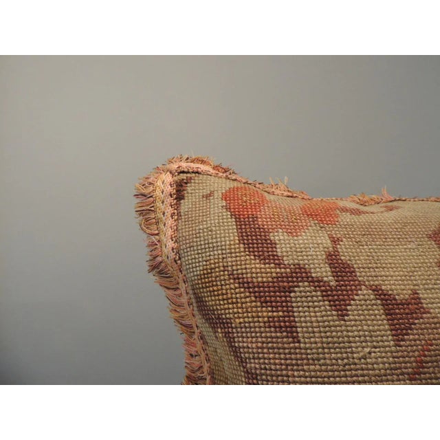 Art Deco Vintage Gold and Brown Needlepoint Tapestry Square Decorative Pillow For Sale - Image 3 of 6