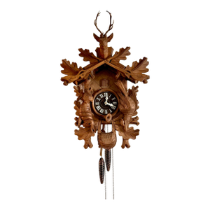 1980s German Hand Carved Hunter's Trophy Cuckoo Clock in the Black Forest Style