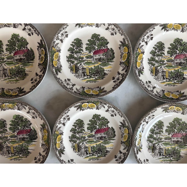 Mid 20th Century Set of 6 Vintage Fair Oaks Small Plates by Royal China For Sale - Image 5 of 10