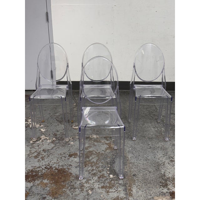 2010s Philippe Starck Style Ghost Side Chairs, Set of Four For Sale - Image 5 of 12
