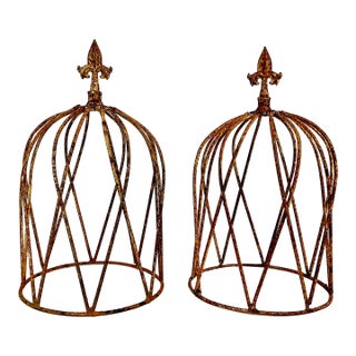 1960s Vintage French Art Deco Fleur De Lis Garden Topiary Trellises - A Pair For Sale