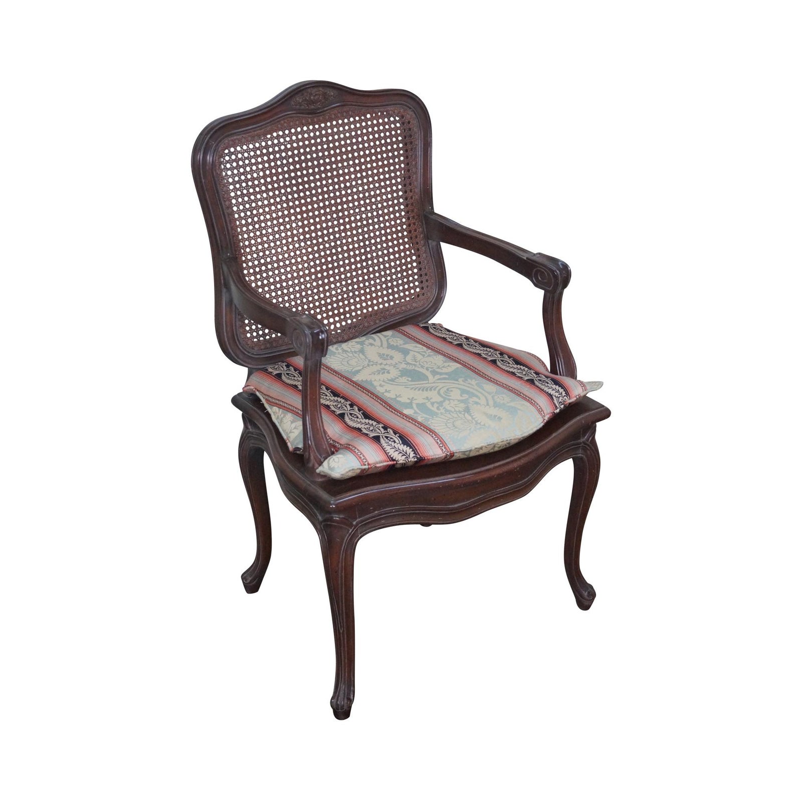 French Louis XV Style Cane Back Arm Chair Chairish