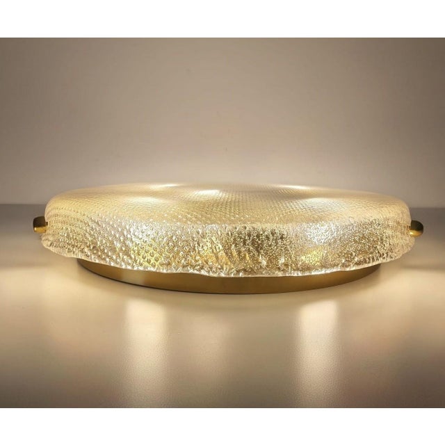 Vintage Textured Glass and Brass Flush Mount from Hillebrand Leuchten, Germany, 1970s For Sale - Image 13 of 18