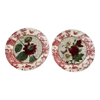 Pair of 1990s Mary Kelley Decoupage French Plates For Sale