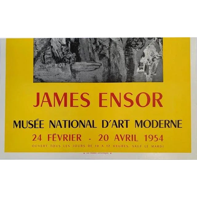 J. Ensor, Musee National D'art Moderne Poster, 1954 Original Lithgoraphic Poster 24 1/2 × 16 1/2 in 62.2 × 41.9 cm...