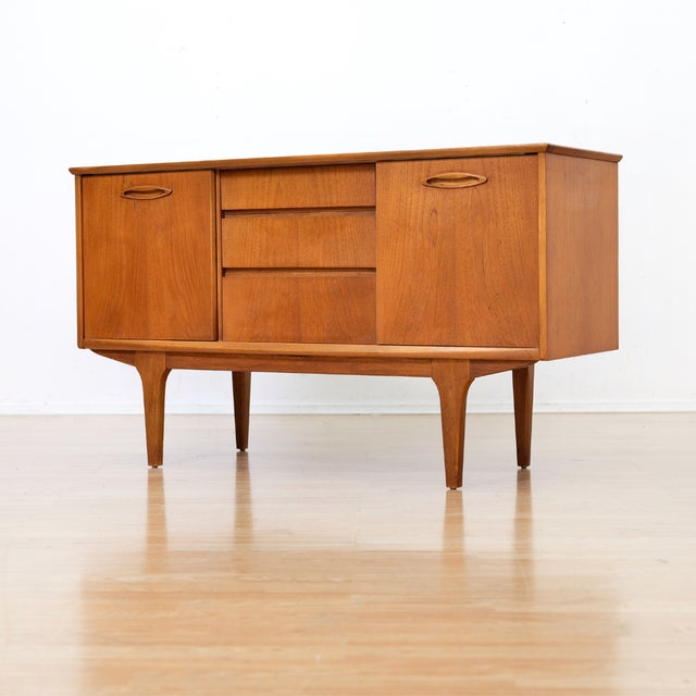 Brown Small Mid Century Teak Credenza by Jentique Furniture For Sale - Image 8 of 12