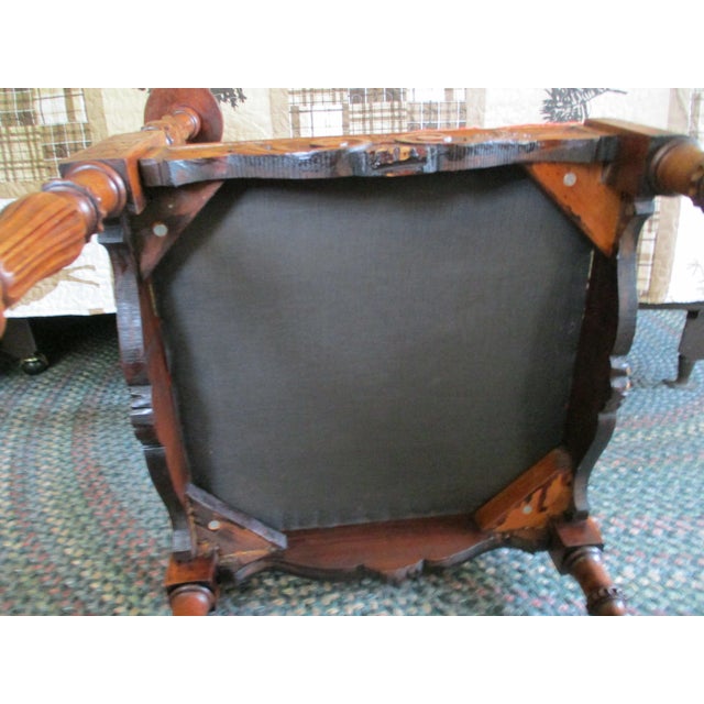 Wood Antique Vintage Victorian Carved Walnut Corner Italian Chair Face & Griffons For Sale - Image 7 of 15