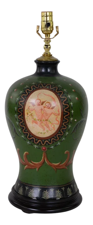 Hand-Painted Angels and Lace Pattern Table Lamp
