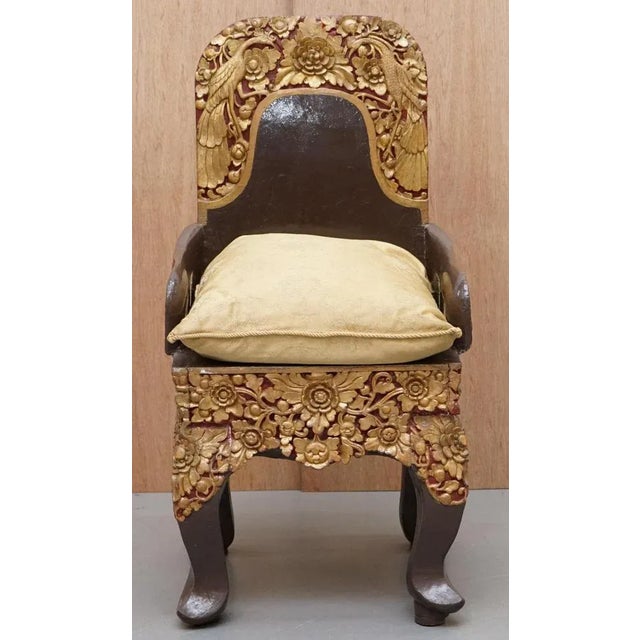 Set of Tibetan Ceremonial Chairs with Buddhist Nyingma Carved in Backs, 1900s For Sale - Image 5 of 18