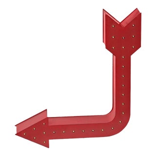 Restoration Hardware Illuminated Arrow in Distressed Red For Sale