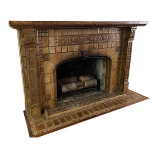 Antique Tile Mantel Arts and Crafts Style For Sale