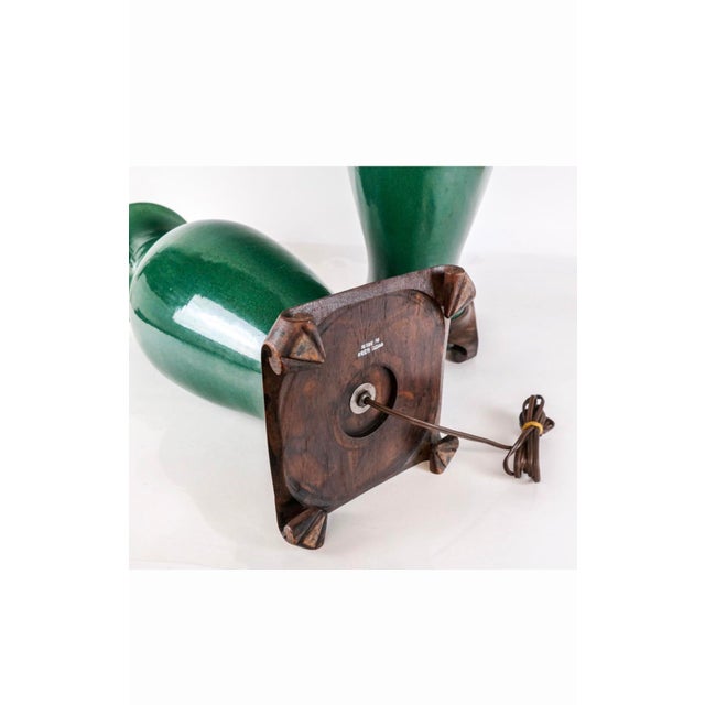 Large Pair of 19th Century Chinese Green Glazed Porcelain Vases Converted to Lamps For Sale In Houston - Image 6 of 8