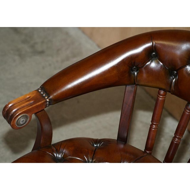 Animal Skin Set of Brown Leather Chesterfield Library Reading Armchairs For Sale - Image 7 of 18
