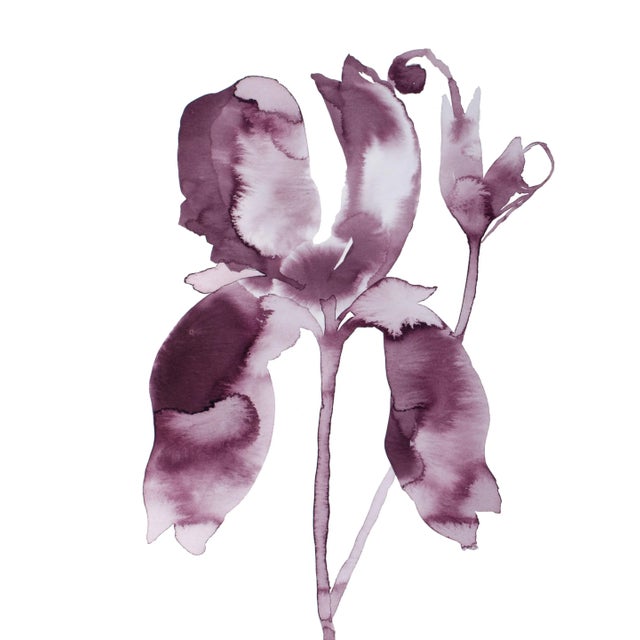 "Iris No. 199" Contemporary Original Botanical Flower Watercolor Painting by Elizabeth Becker For Sale