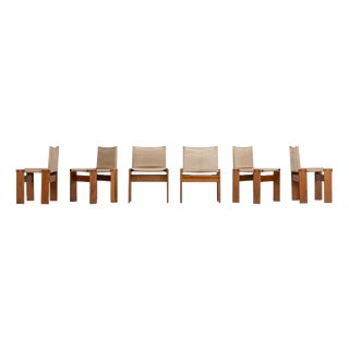 Monk Chairs in Canvas by Afra and Tobia Scarpa for Molteni, Italy, 1974, Set of 6 For Sale