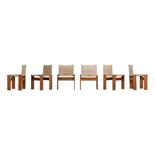 Monk Chairs in Canvas by Afra and Tobia Scarpa for Molteni, Italy, 1974, Set of 6 For Sale