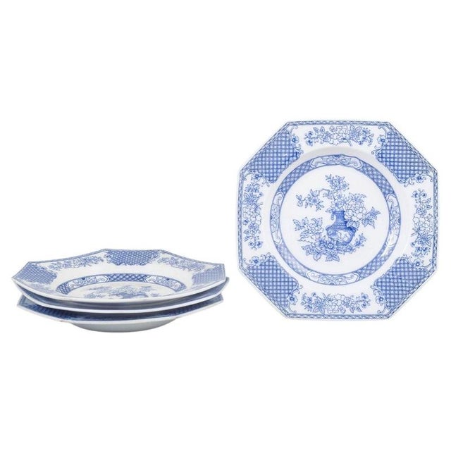 Octagonal Deep Faience Plates from Rörstrand, Set of 4 For Sale - Image 5 of 5