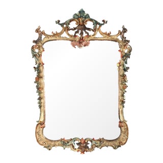 Large 54" French Niccolini Louis XIV Style Polychromed Mirror Signed 20thC For Sale