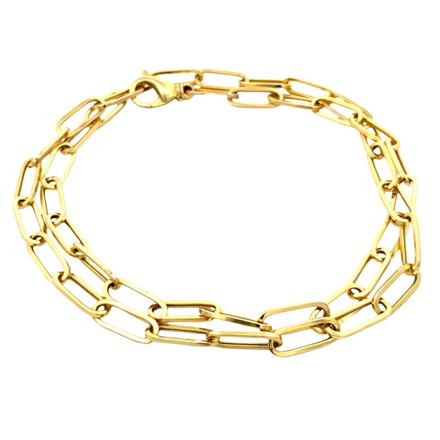 Metal 14k Yellow Heavy Gold Paperclip Link Chain Necklace For Sale - Image 7 of 8