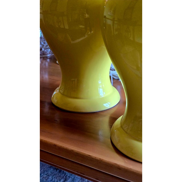 Vintage Grandmillennial Style Yellow Gingerjar Lamps For Sale - Image 13 of 14