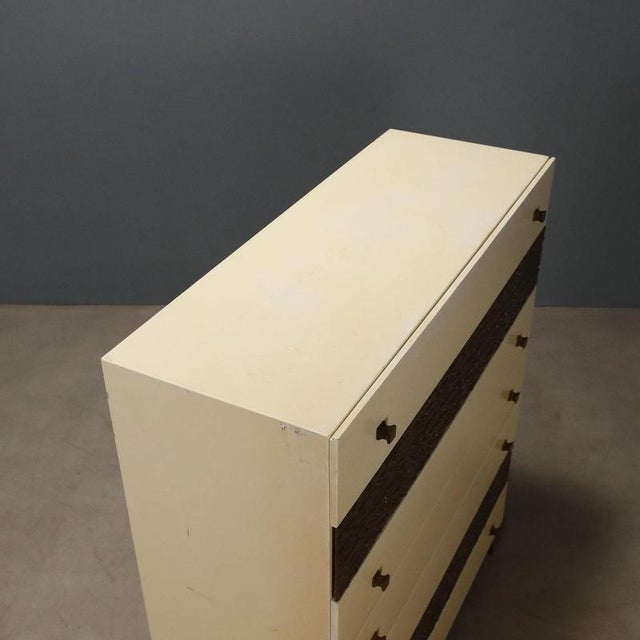 Cream Vintage Chest of Drawers in Lacquered Wood and Brass, 1970s For Sale - Image 8 of 10