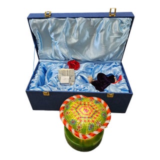 Heart Shaped Piedouche Millefiori Art Glass Paperweight Lamp Light Large Heavy For Sale