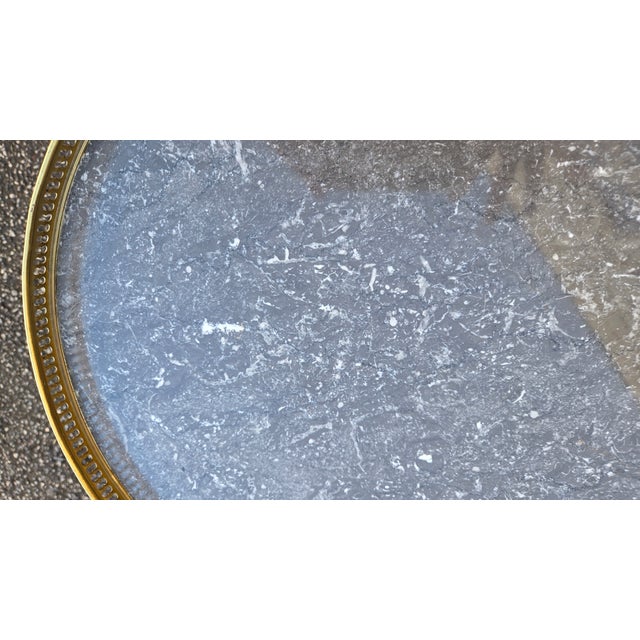 Vintage French Louis XVI–Style Marble-Top Side Tables With Pierced Brass Galleries — A Pair For Sale - Image 10 of 18