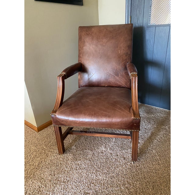 Ralph Lauren for Henredon Leather Executive / Library Chairs — Pair For Sale - Image 14 of 16