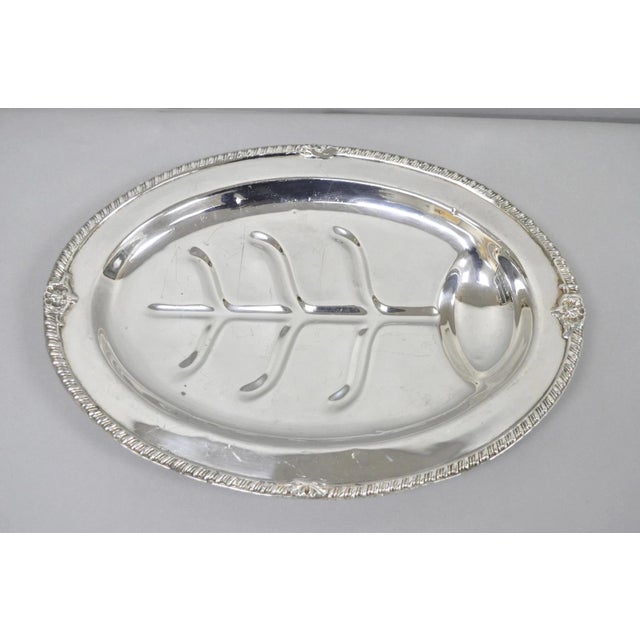 Vintage English Sheffield Silver Plated Meat Cutlery Oval Serving Platter Tray For Sale - Image 13 of 13