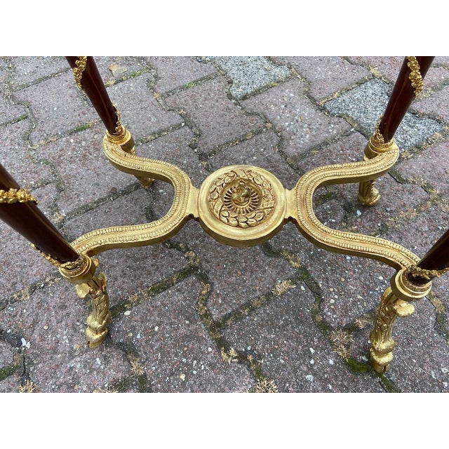 Brown 1970 French Louis XVI Mahogany Marble Side Table For Sale - Image 8 of 12