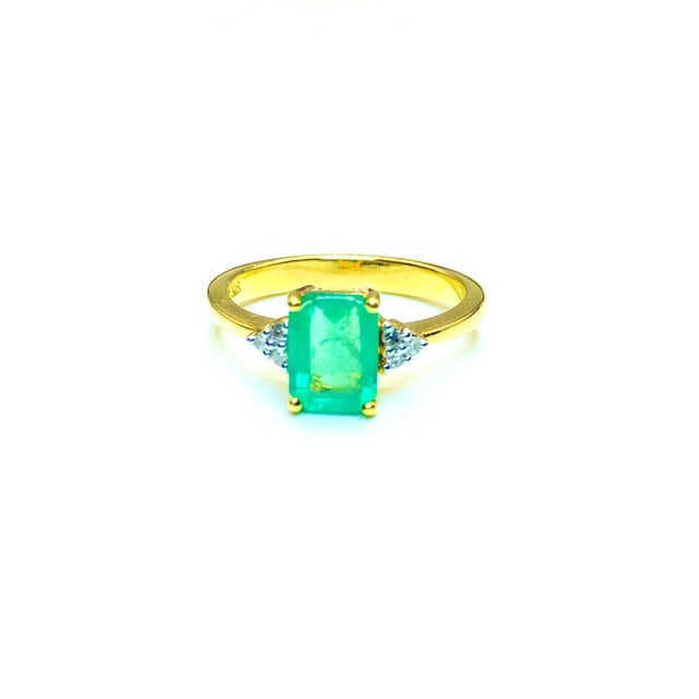 Bochic "Capri" Natural Emerald & Diamonds Vintage Retro Ring Set In 18K &Silver For Sale - Image 17 of 18