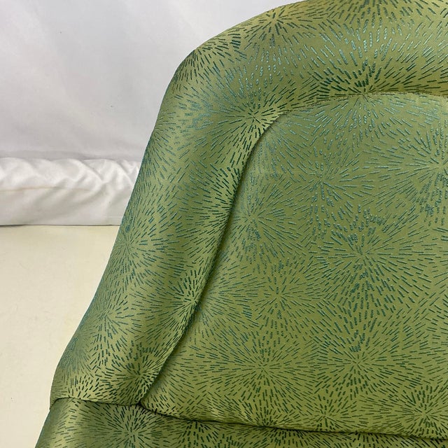 Mid-Century Modern 1960s Vintage Italian Luigi Tiengo Scalamandre Starburst Silk Embroidered Gondola Lounge Chair. For Sale - Image 3 of 18