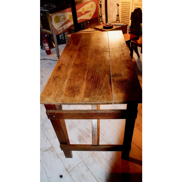 Vintage Oak Worktable For Sale - Image 10 of 12
