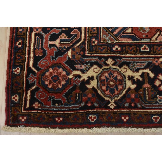 Heriz Rug 8’1” X 10’10” Red Wool Vintage Tribal Hand-Knotted Oriental Carpet For Sale - Image 12 of 15