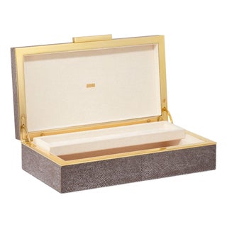 AERIN Faux Shagreen Envelope Box, Chocolate For Sale