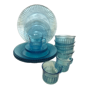 17 Piece "Blue Azure" Forte Crisa Dinnerware Set
