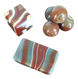 19th Century Grand Tour Mineral Specimens Banded Agate - Set of 3