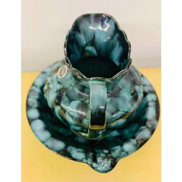 Blue Late 20th Century Arkansas Pottery Pitcher and Basin - 2 Pieces For Sale - Image 8 of 11