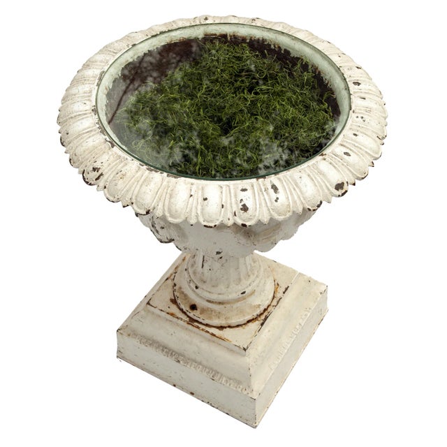 Pair of Antique Iron Pedestal Garden Urns For Sale - Image 11 of 12