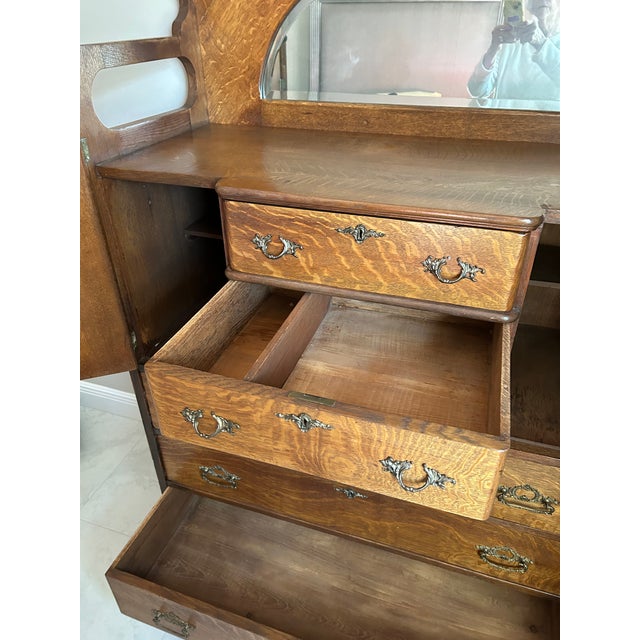 Antique Oak 1920's Wardrobe For Sale - Image 12 of 14