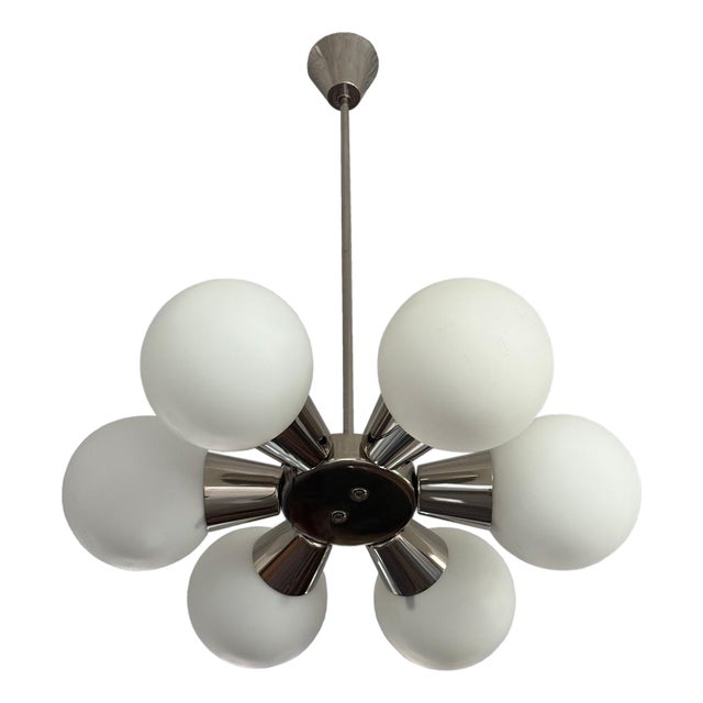 Mid-Century Sputnik Chrome Chandelier from Kamenický Šenov, 1970s For Sale