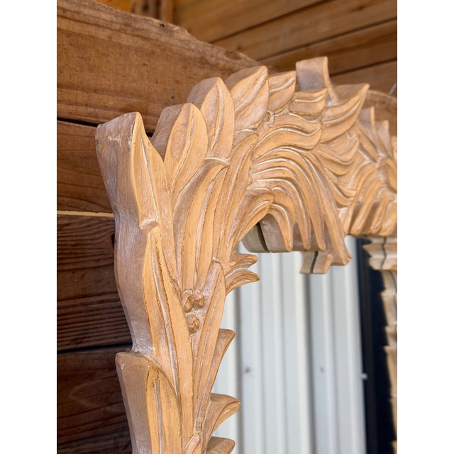 Carolina Mirror Company Vintage Carolina Mirror Carved Palm Leaf Wall Mirror – Coastal Organic Modern For Sale - Image 4 of 12