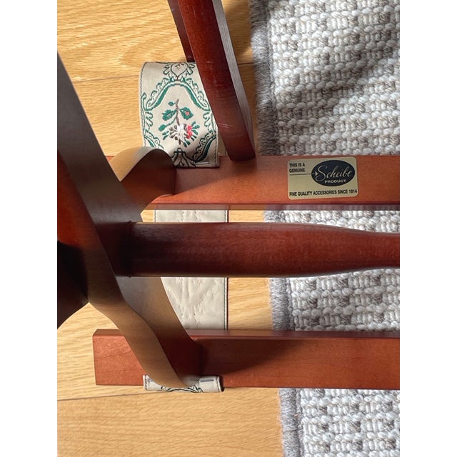 Vintage Mid-Century Scheibe Boston Folding Luggage Racks With Floral Tapestry – Pair For Sale - Image 4 of 12