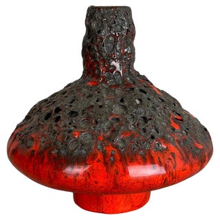 Red Black Ceramic Pottery UFO Vase attributed to Otto Keramik, Germany, 1970s For Sale